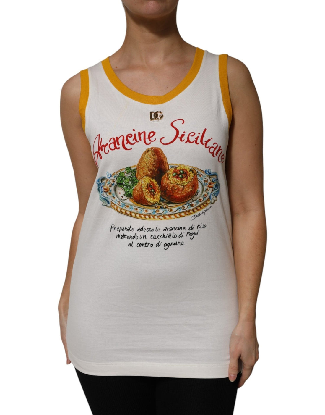 Dolce & Gabbana White Araneine Siciliane Sleeveless Tank Top - RIMODA