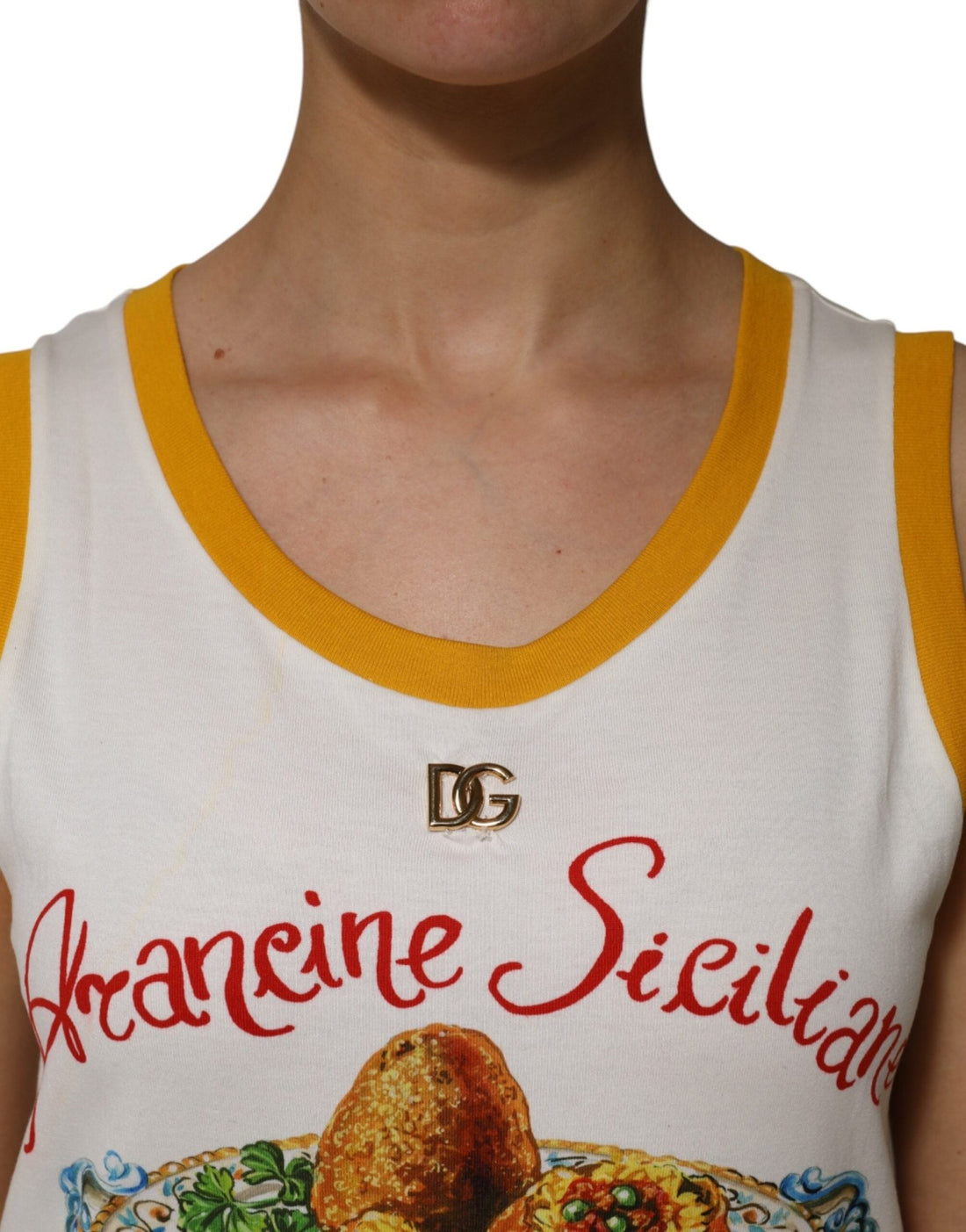 Dolce & Gabbana White Araneine Siciliane Sleeveless Tank Top - RIMODA