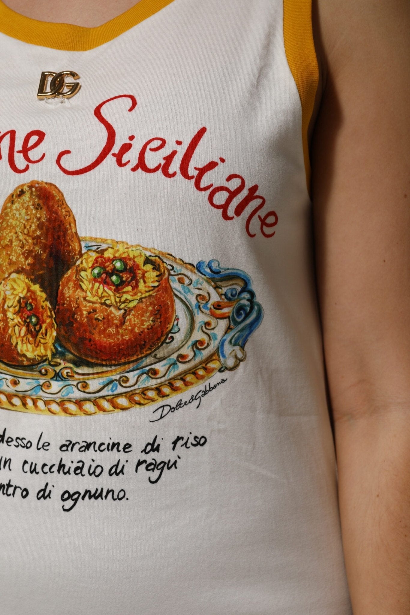 Dolce & Gabbana White Araneine Siciliane Sleeveless Tank Top - RIMODA