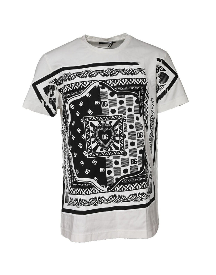 Dolce & Gabbana White Bandana Cotton Men Crew Neck T-shirt - RIMODA