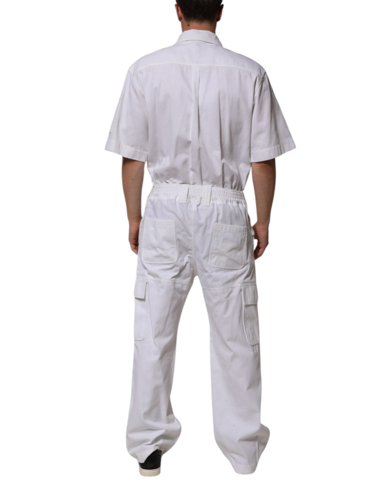 Dolce & Gabbana White Barcode Patch Utility Zip Jumpsuit Pants - RIMODA