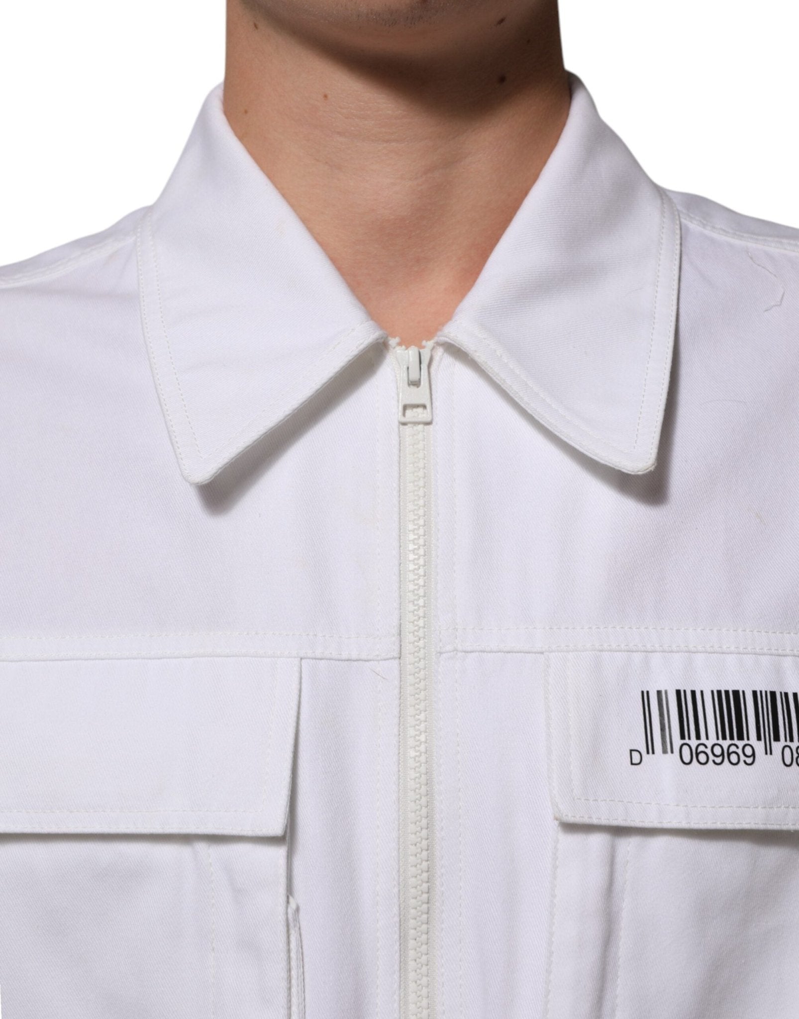 Dolce & Gabbana White Barcode Patch Utility Zip Jumpsuit Pants - RIMODA
