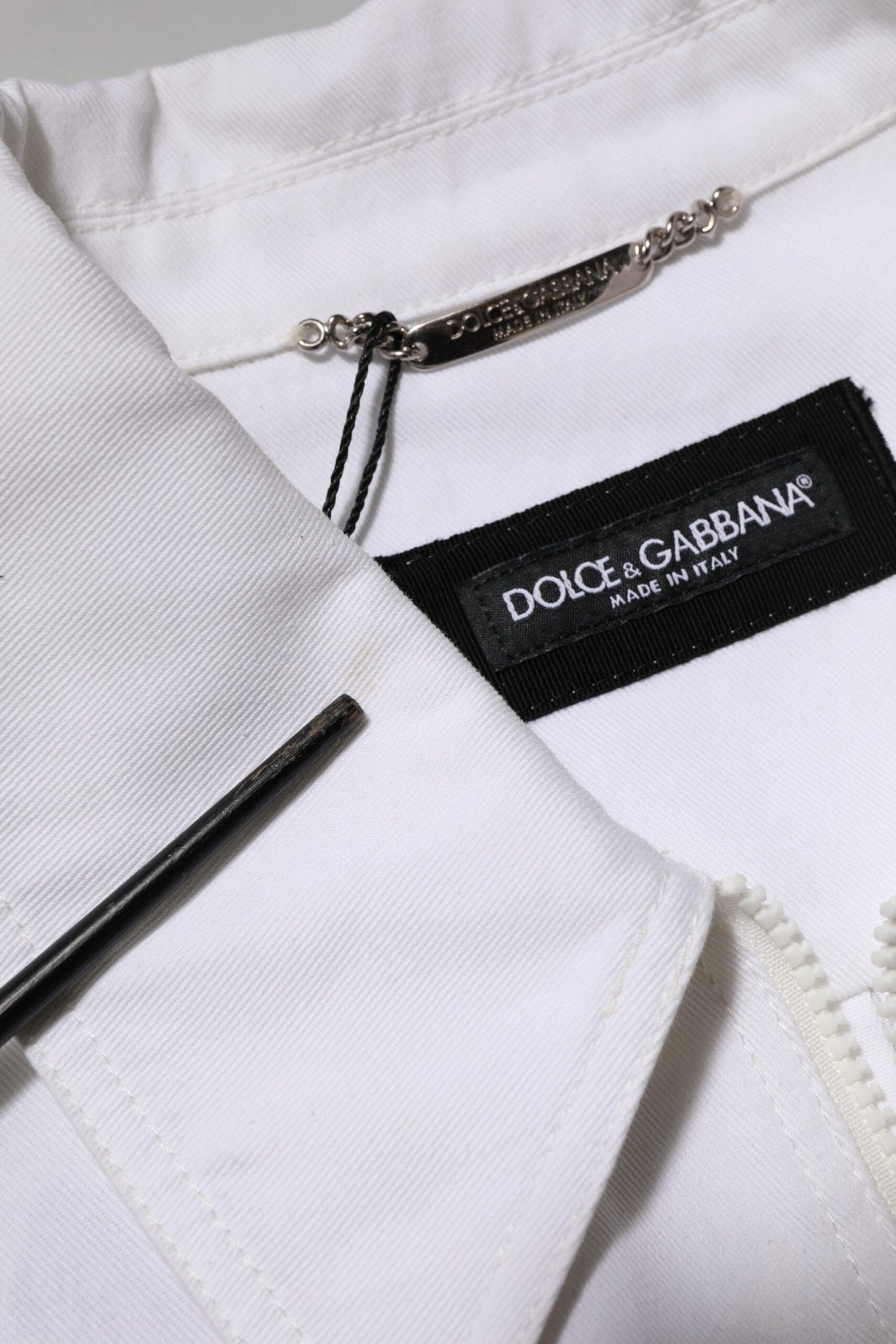 Dolce & Gabbana White Barcode Patch Utility Zip Jumpsuit Pants - RIMODA