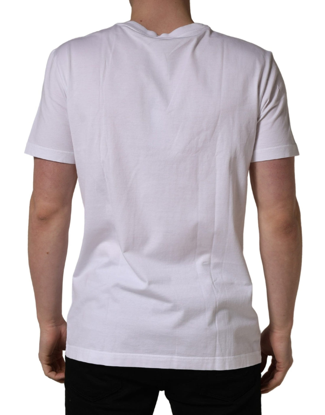 Dolce & Gabbana White Barcode Print Cotton Crew Neck T-shirt - RIMODA