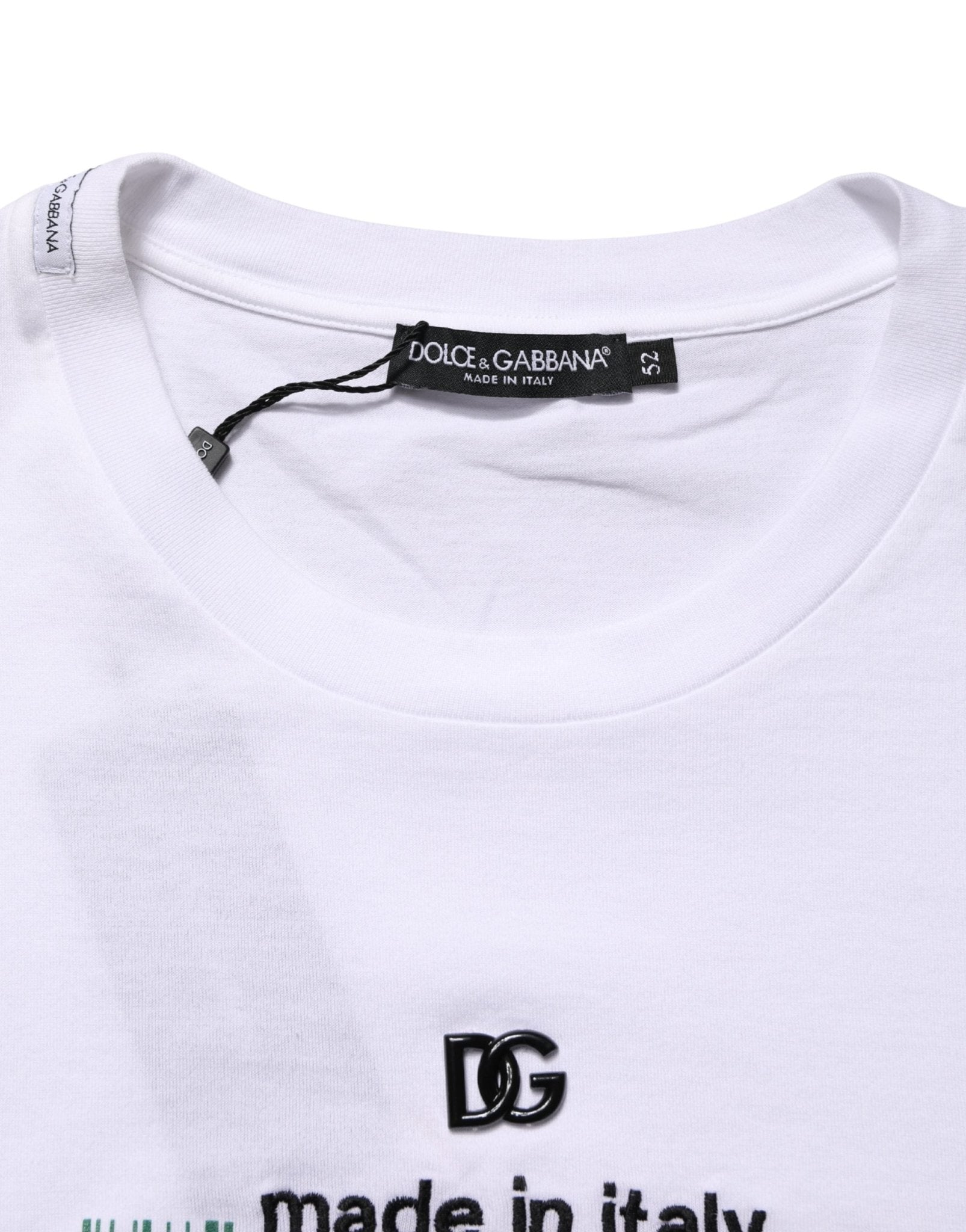 Dolce & Gabbana White Barcode Print Cotton Crew Neck T-shirt - RIMODA