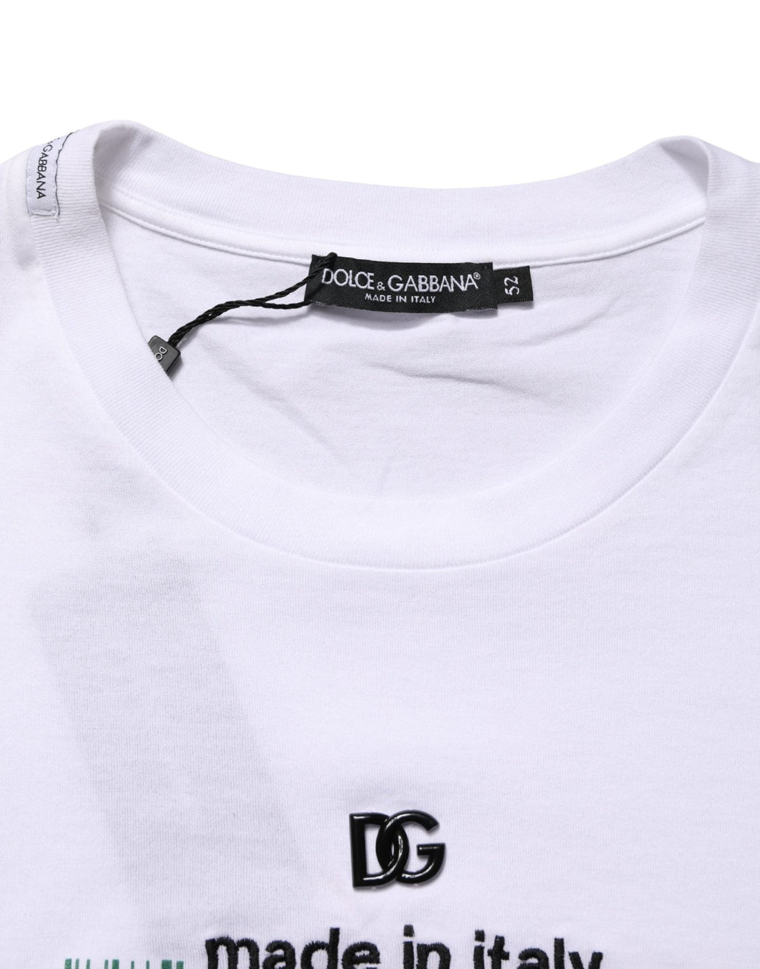 Dolce & Gabbana White Barcode Print Cotton Crew Neck T-shirt - RIMODA