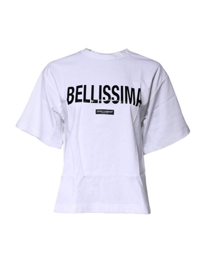 Dolce & Gabbana White Bellissima Cotton Crew Neck T-shirt - RIMODA