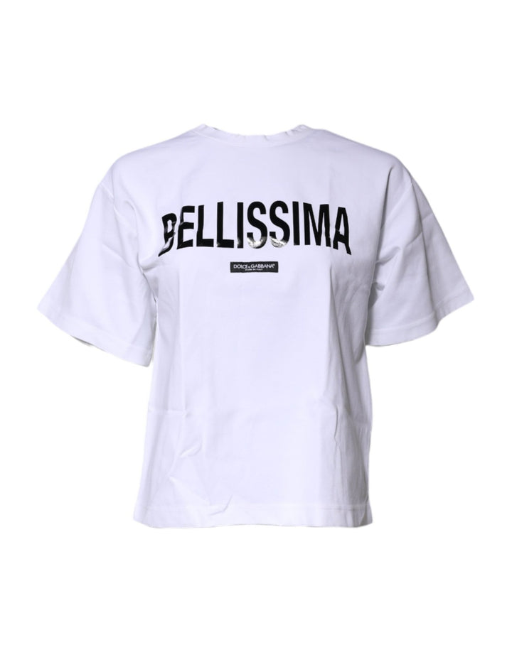 Dolce & Gabbana White Bellissima Cotton Crew Neck T-shirt - RIMODA