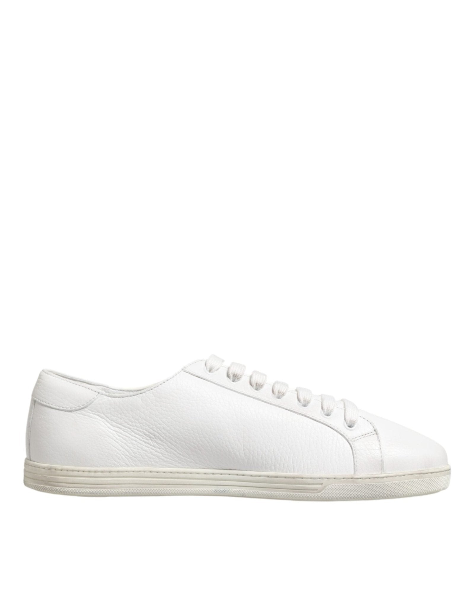 Dolce & Gabbana White Bianco Leather Men Low Top Sneakers Shoes - RIMODA