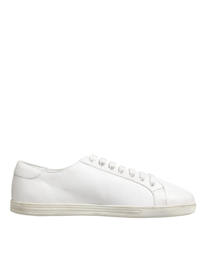 Dolce & Gabbana White Bianco Leather Men Low Top Sneakers Shoes - RIMODA