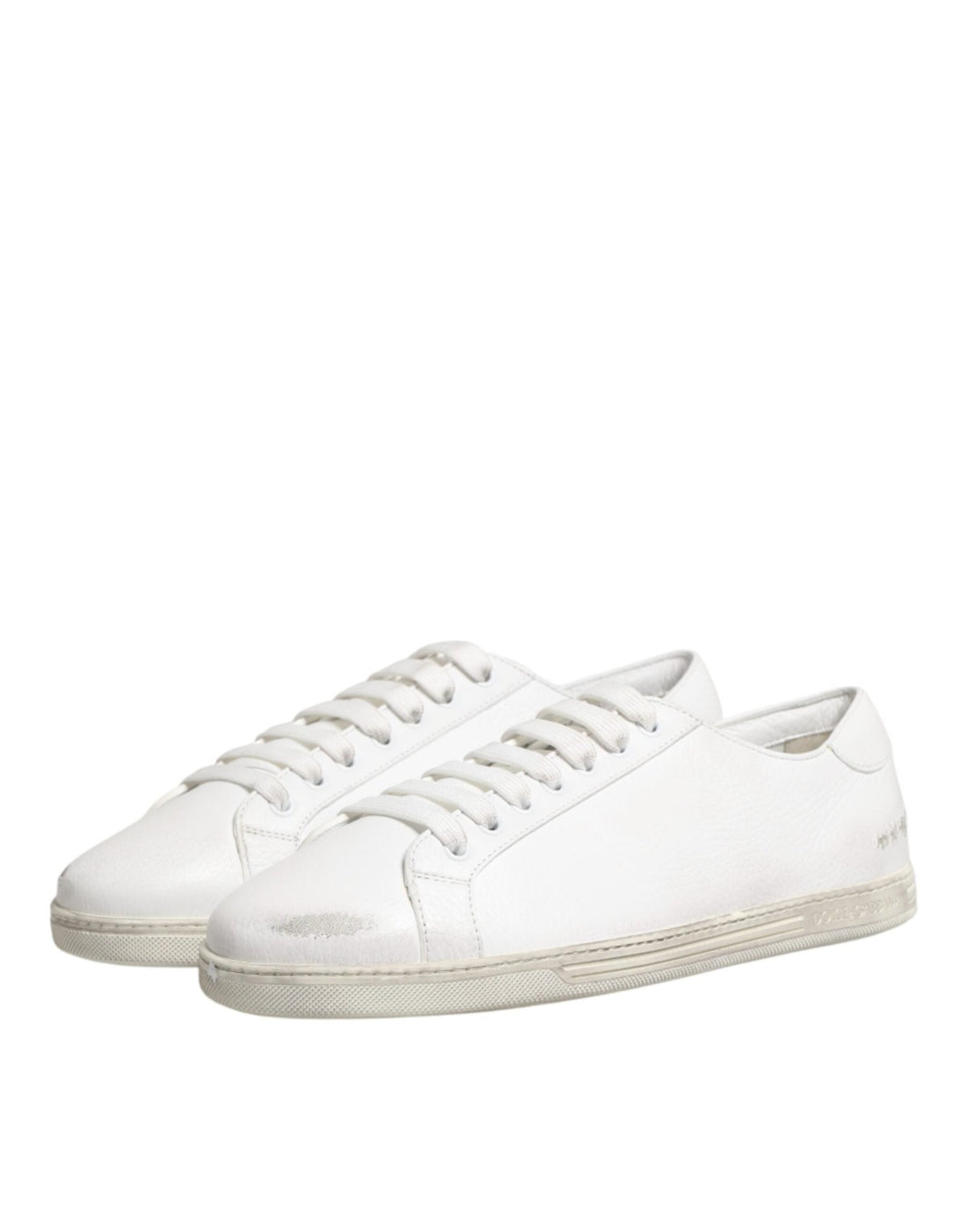 Dolce & Gabbana White Bianco Leather Men Low Top Sneakers Shoes - RIMODA