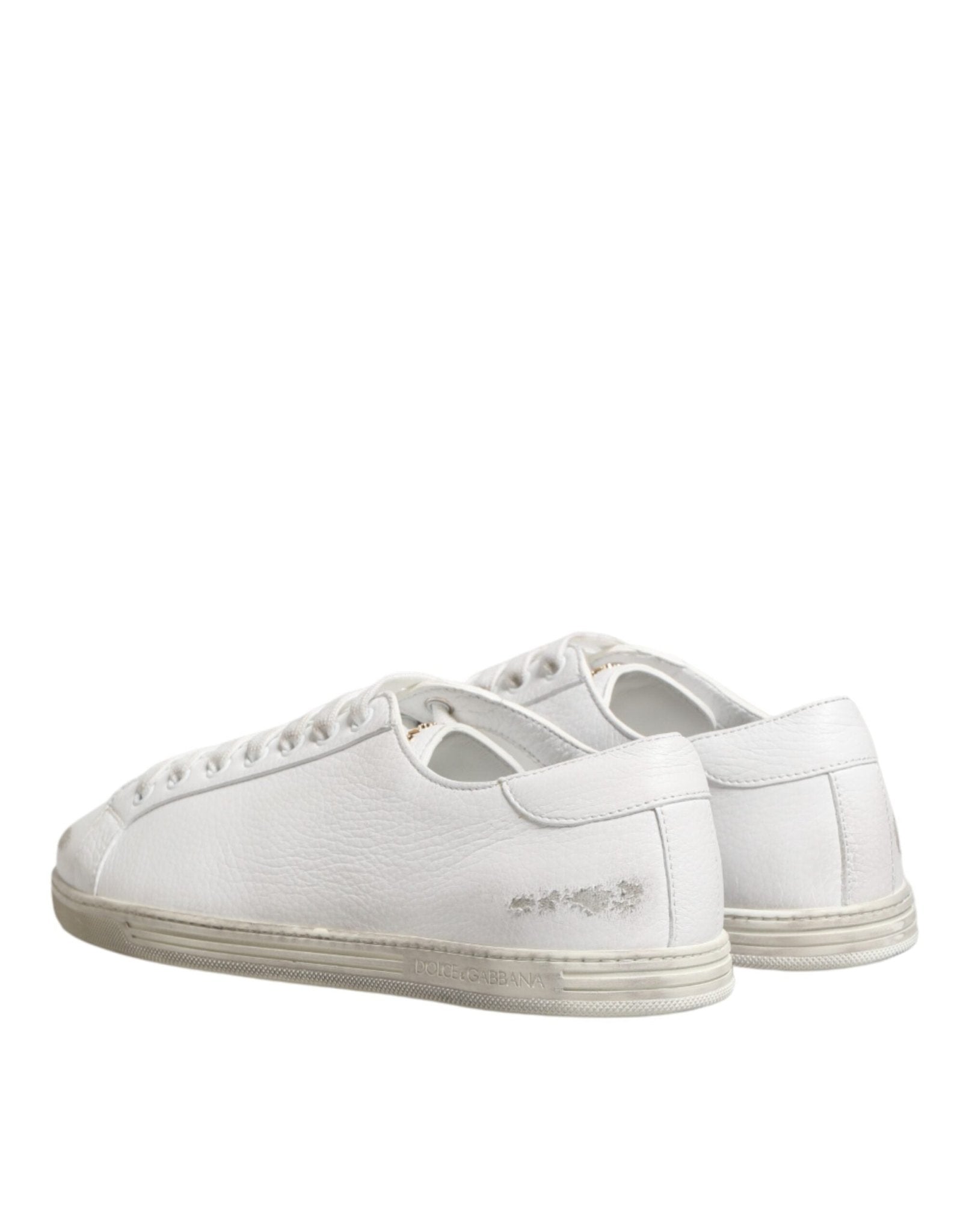 Dolce & Gabbana White Bianco Leather Men Low Top Sneakers Shoes - RIMODA