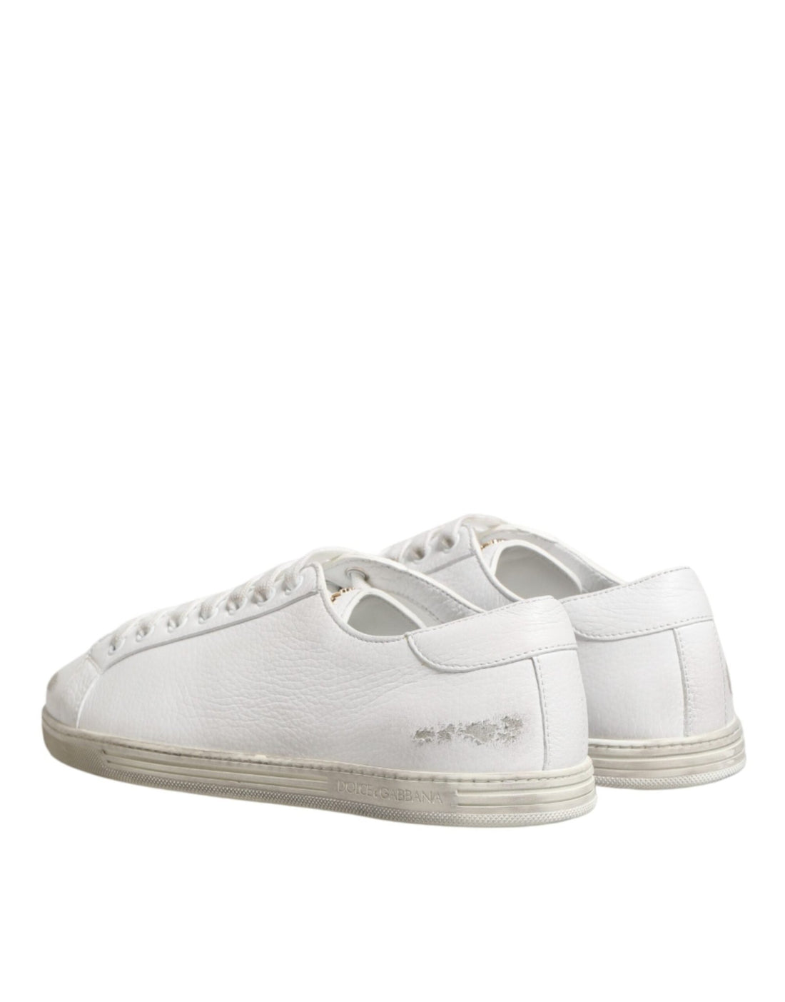 Dolce & Gabbana White Bianco Leather Men Low Top Sneakers Shoes - RIMODA