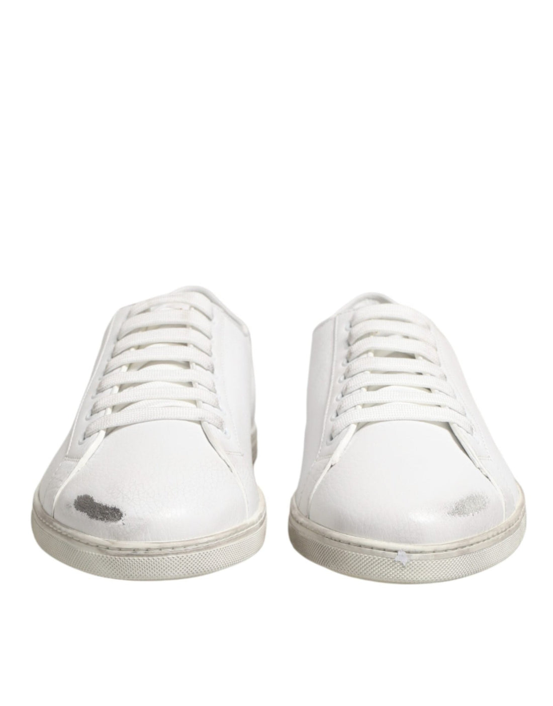 Dolce & Gabbana White Bianco Leather Men Low Top Sneakers Shoes - RIMODA