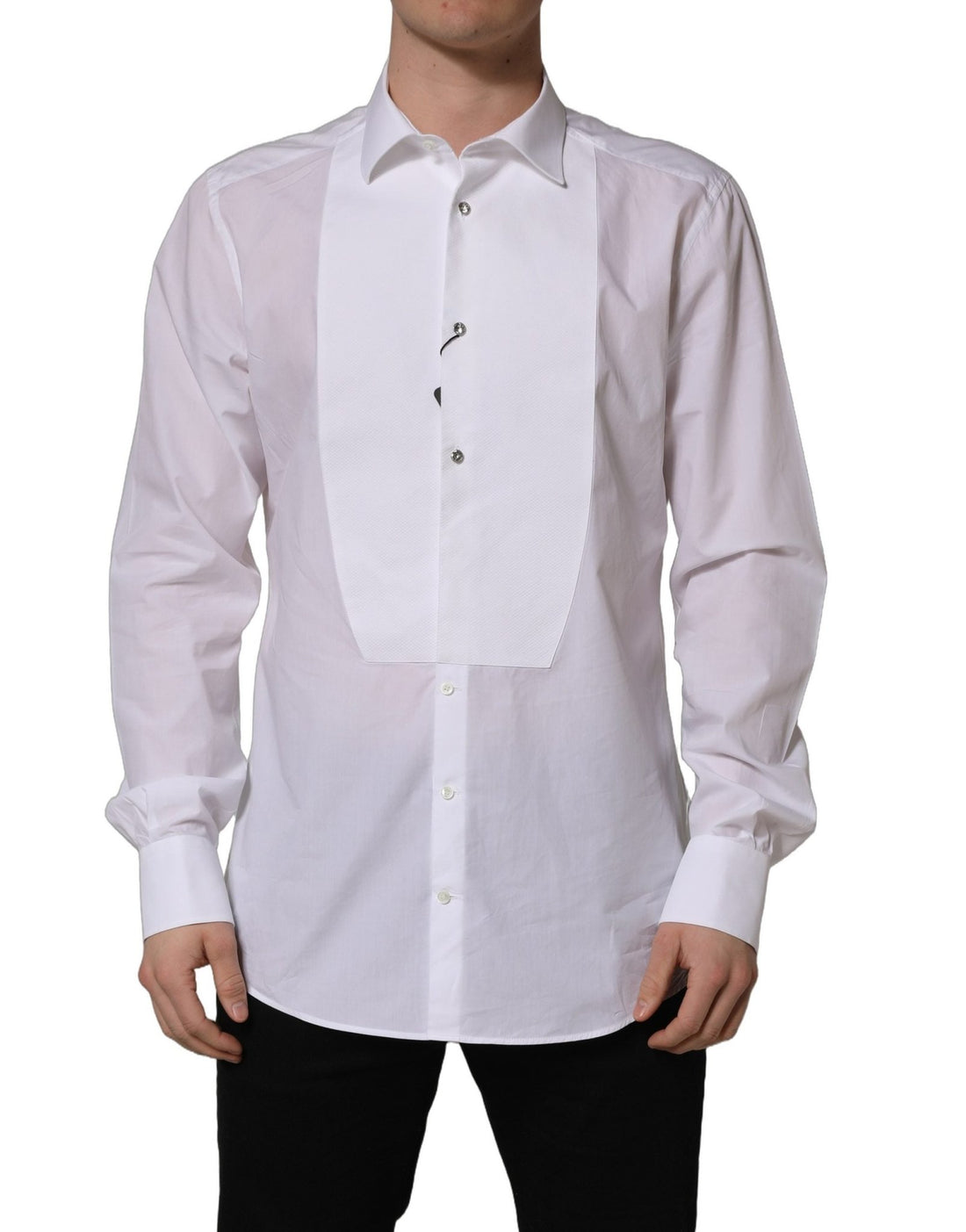Dolce & Gabbana White Bib Cotton Poplin Dress Formal Shirt - RIMODA