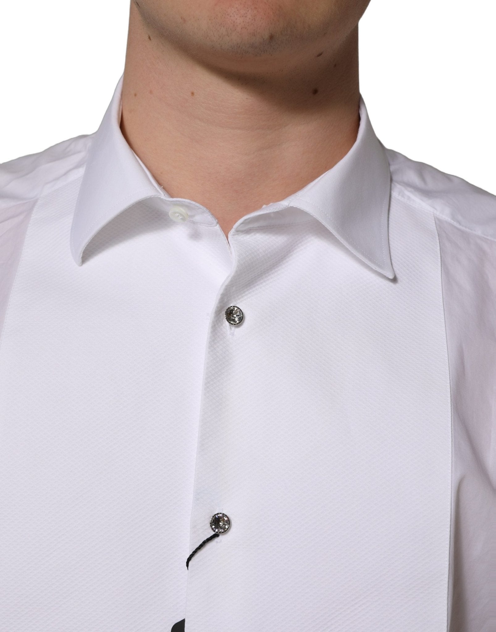 Dolce & Gabbana White Bib Cotton Poplin Dress Formal Shirt - RIMODA