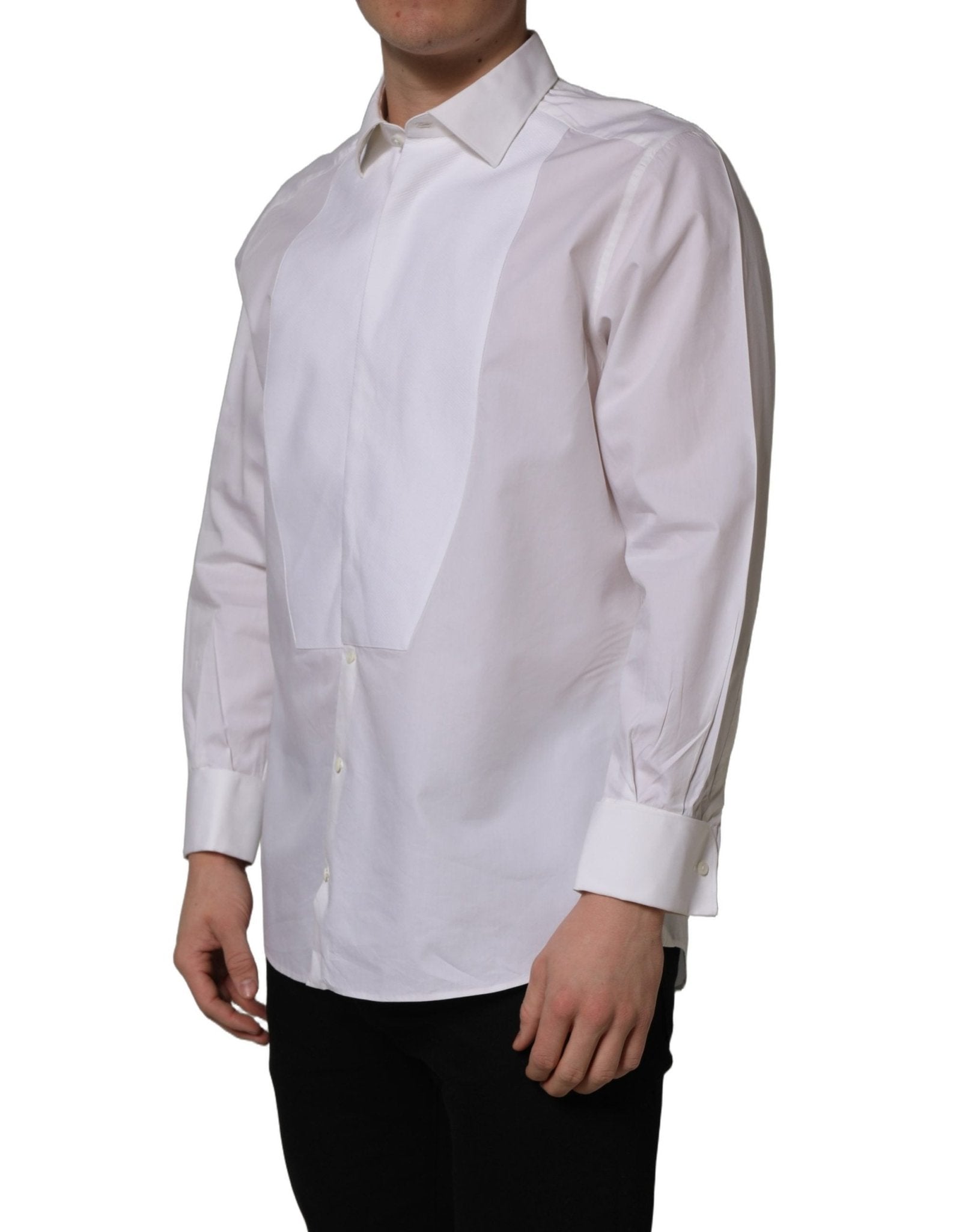 Dolce & Gabbana White Bib Cotton Poplin Dress Formal Shirt - RIMODA
