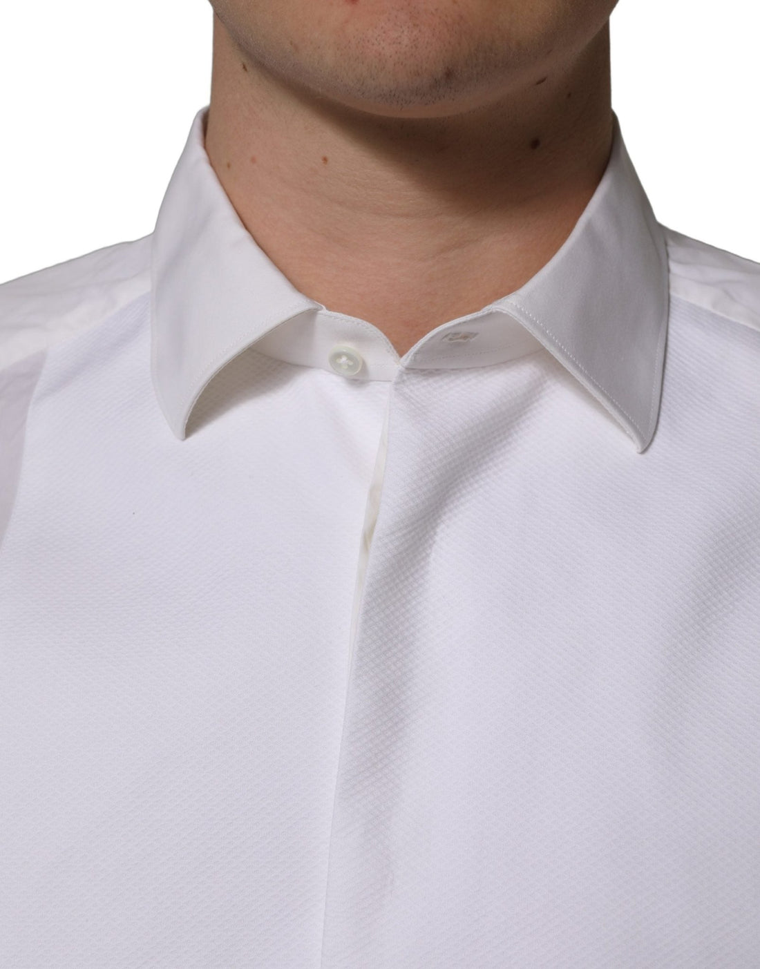 Dolce & Gabbana White Bib Cotton Poplin Dress Formal Shirt - RIMODA