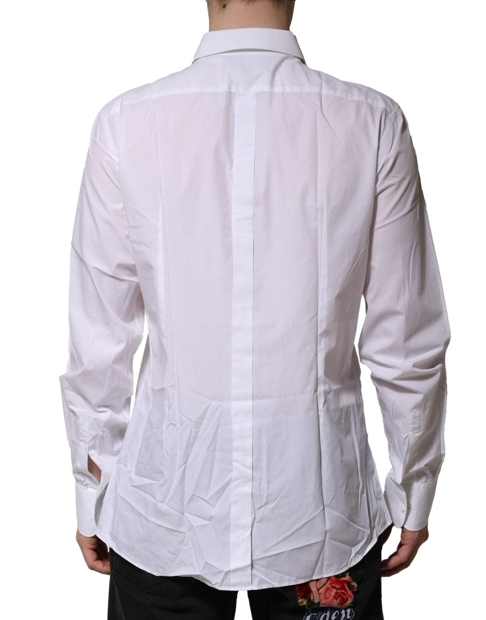 Dolce & Gabbana White Bib Cotton Poplin GOLD Formal Shirt - RIMODA