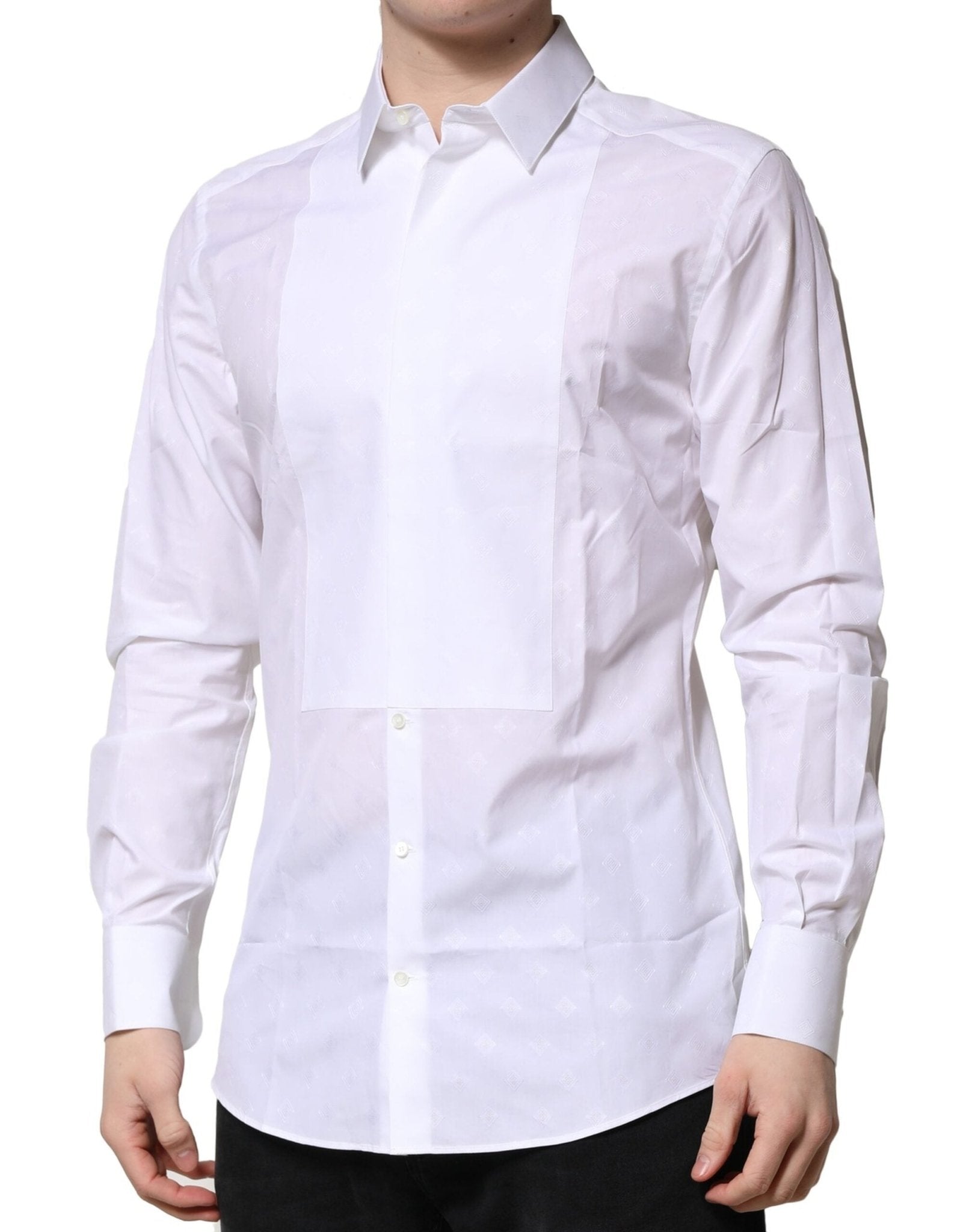 Dolce & Gabbana White Bib Cotton Poplin GOLD Formal Shirt - RIMODA