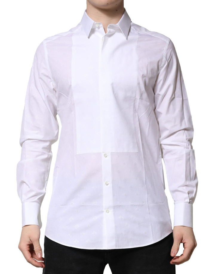 Dolce & Gabbana White Bib Cotton Poplin GOLD Formal Shirt - RIMODA