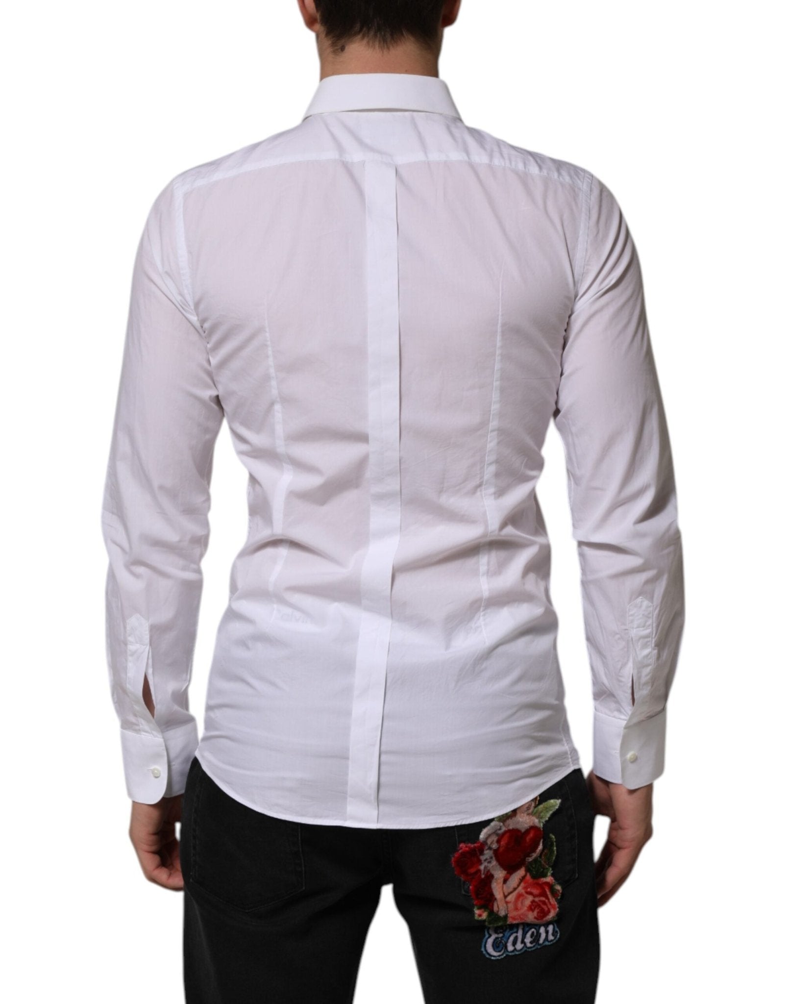 Dolce & Gabbana White Bib Cotton Poplin GOLD Men Formal Shirt - RIMODA