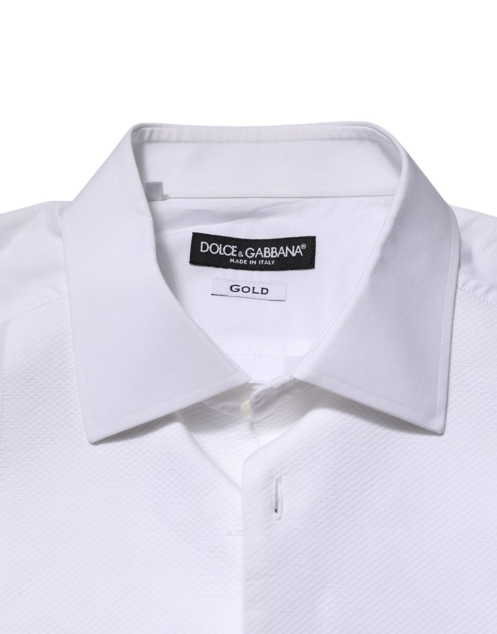 Dolce & Gabbana White Bib Cotton Poplin GOLD Men Formal Shirt - RIMODA