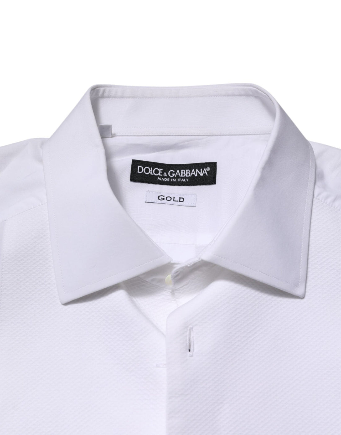 Dolce & Gabbana White Bib Cotton Poplin GOLD Men Formal Shirt - RIMODA