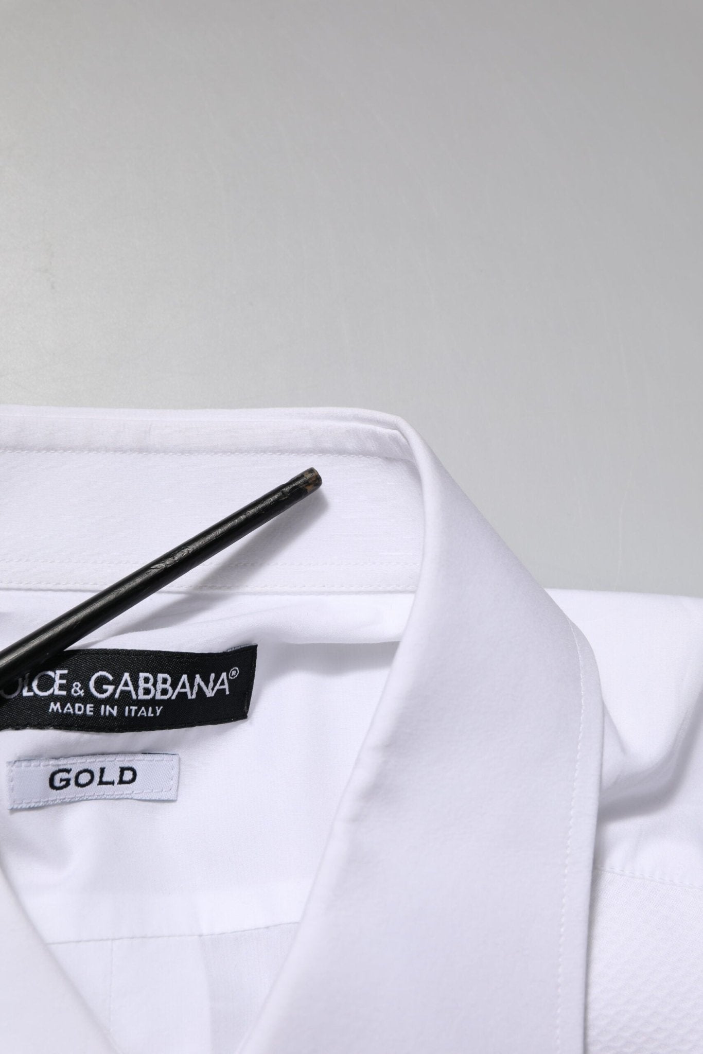 Dolce & Gabbana White Bib Cotton Poplin GOLD Men Formal Shirt - RIMODA