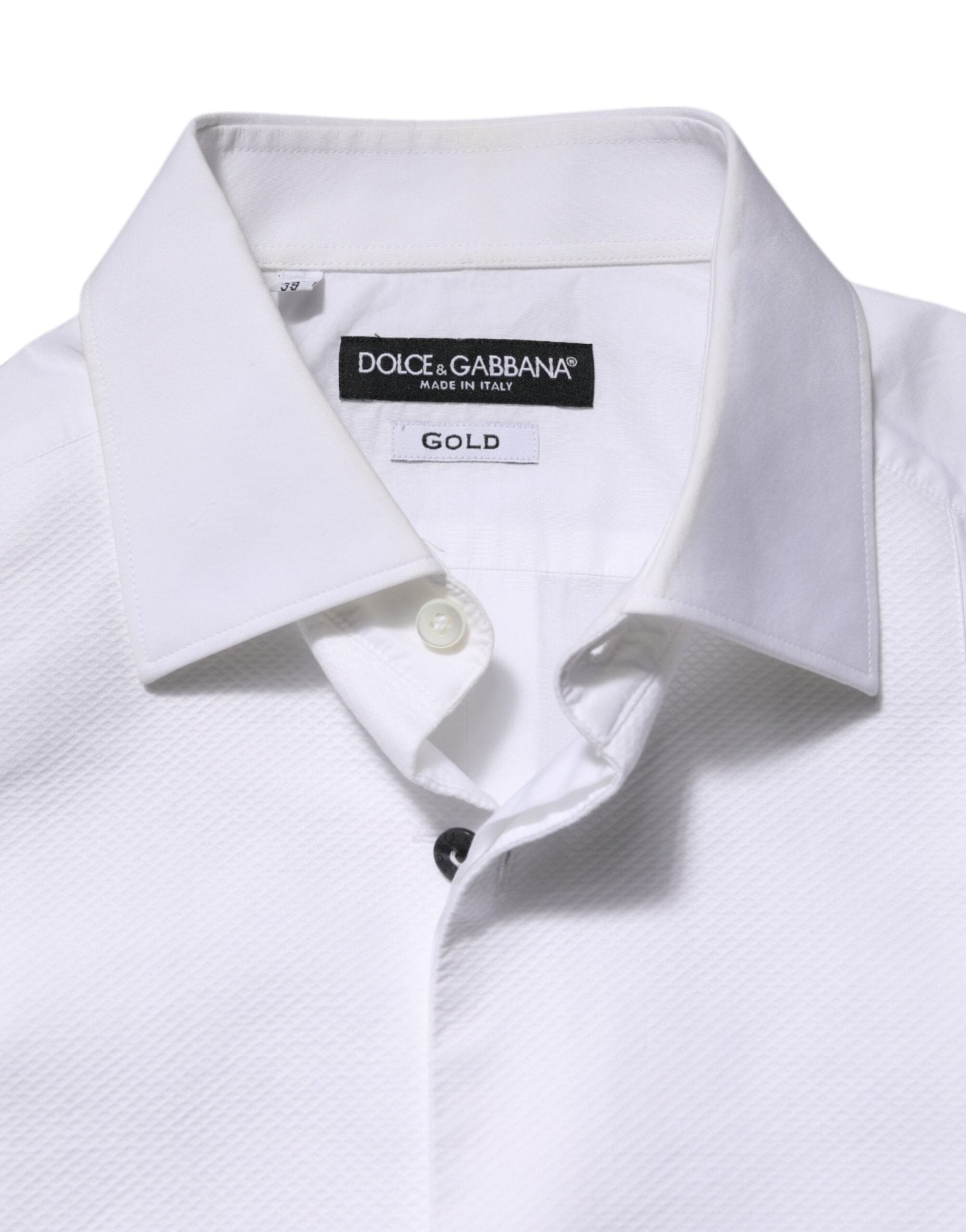 Dolce & Gabbana White Bib Cotton Poplin GOLD Men Formal Shirt - RIMODA