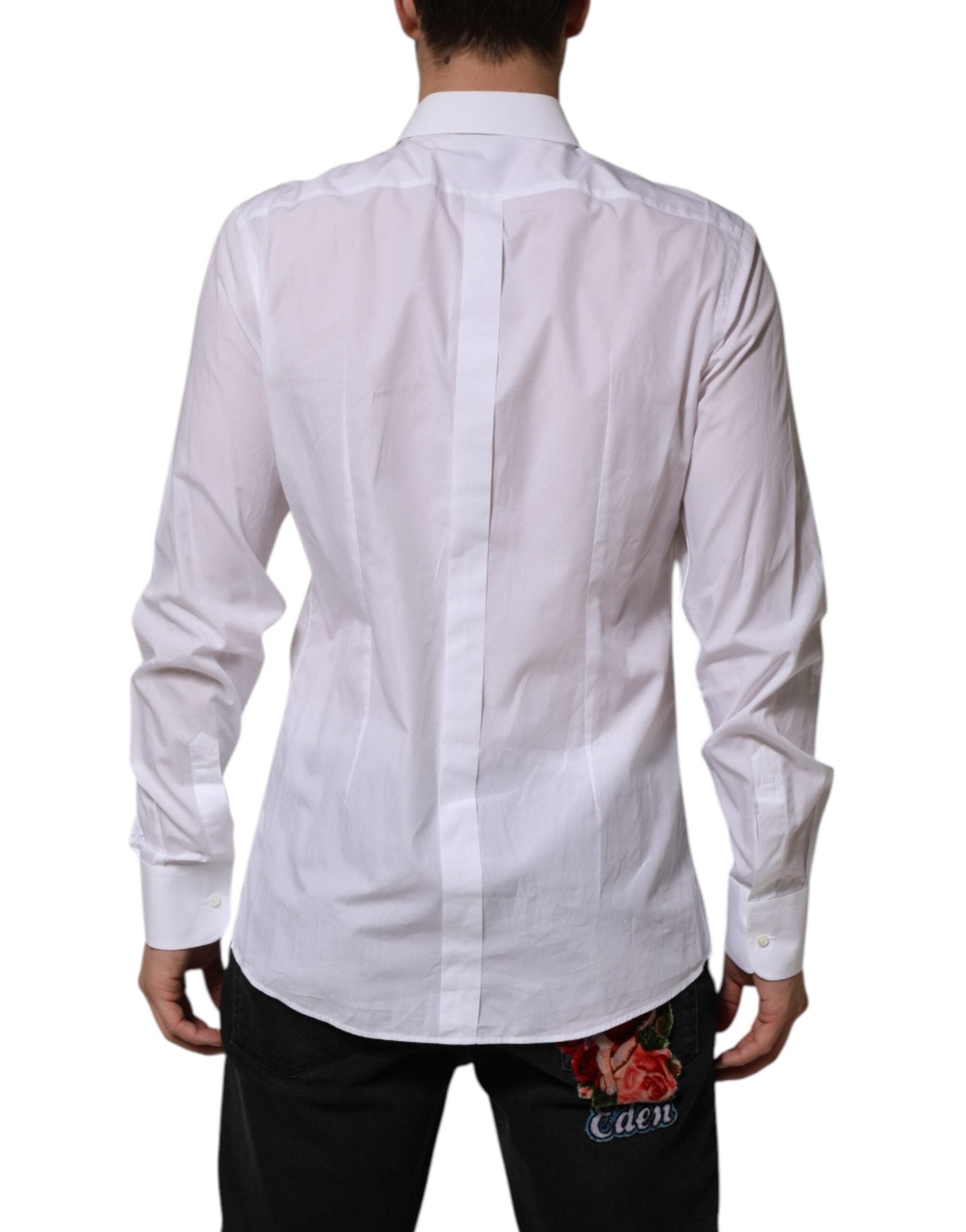 Dolce & Gabbana White Bib Cotton Poplin GOLD Men Formal Shirt - RIMODA