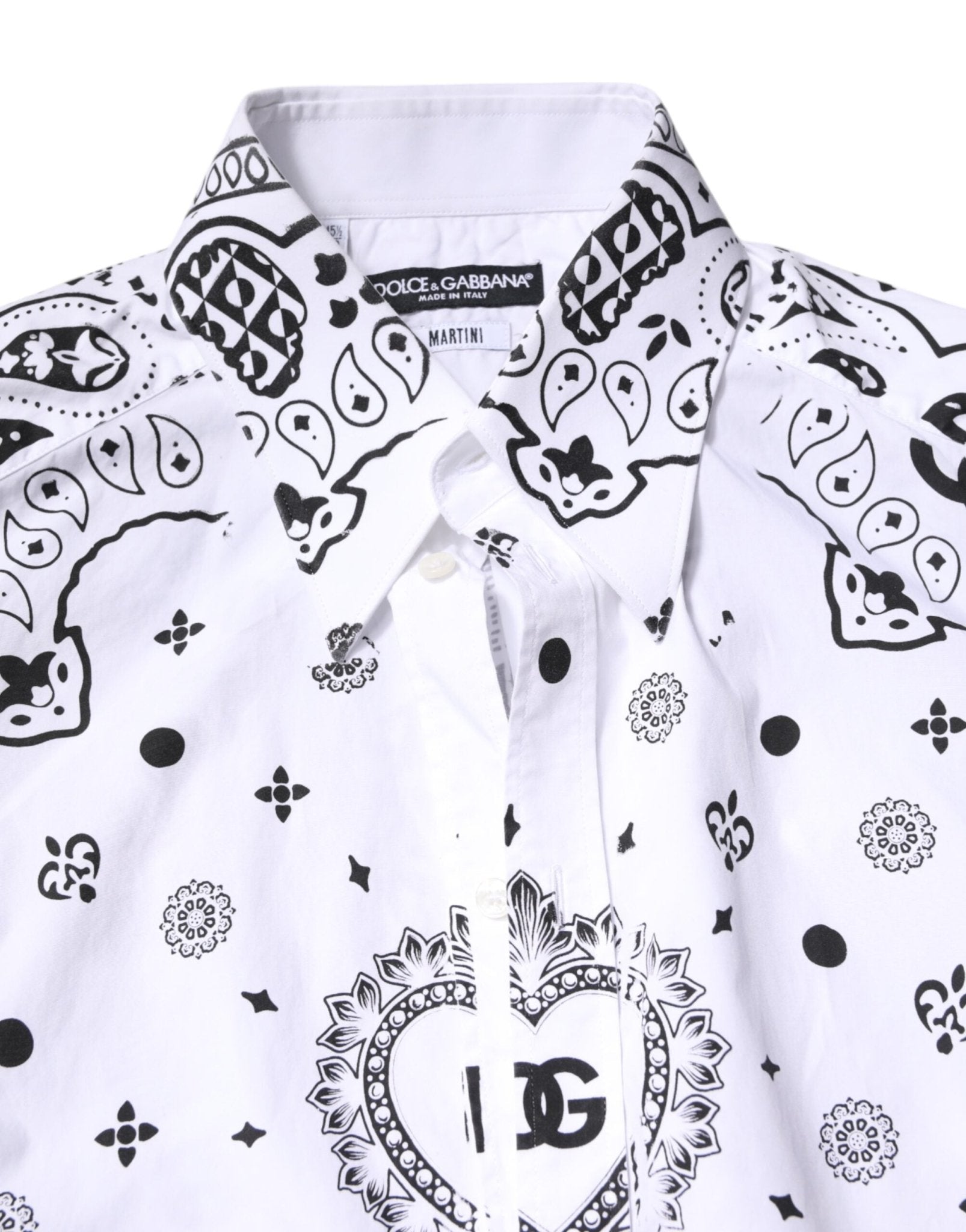 Dolce & Gabbana White Black Bandana MARTINI Men Dress Shirt - RIMODA