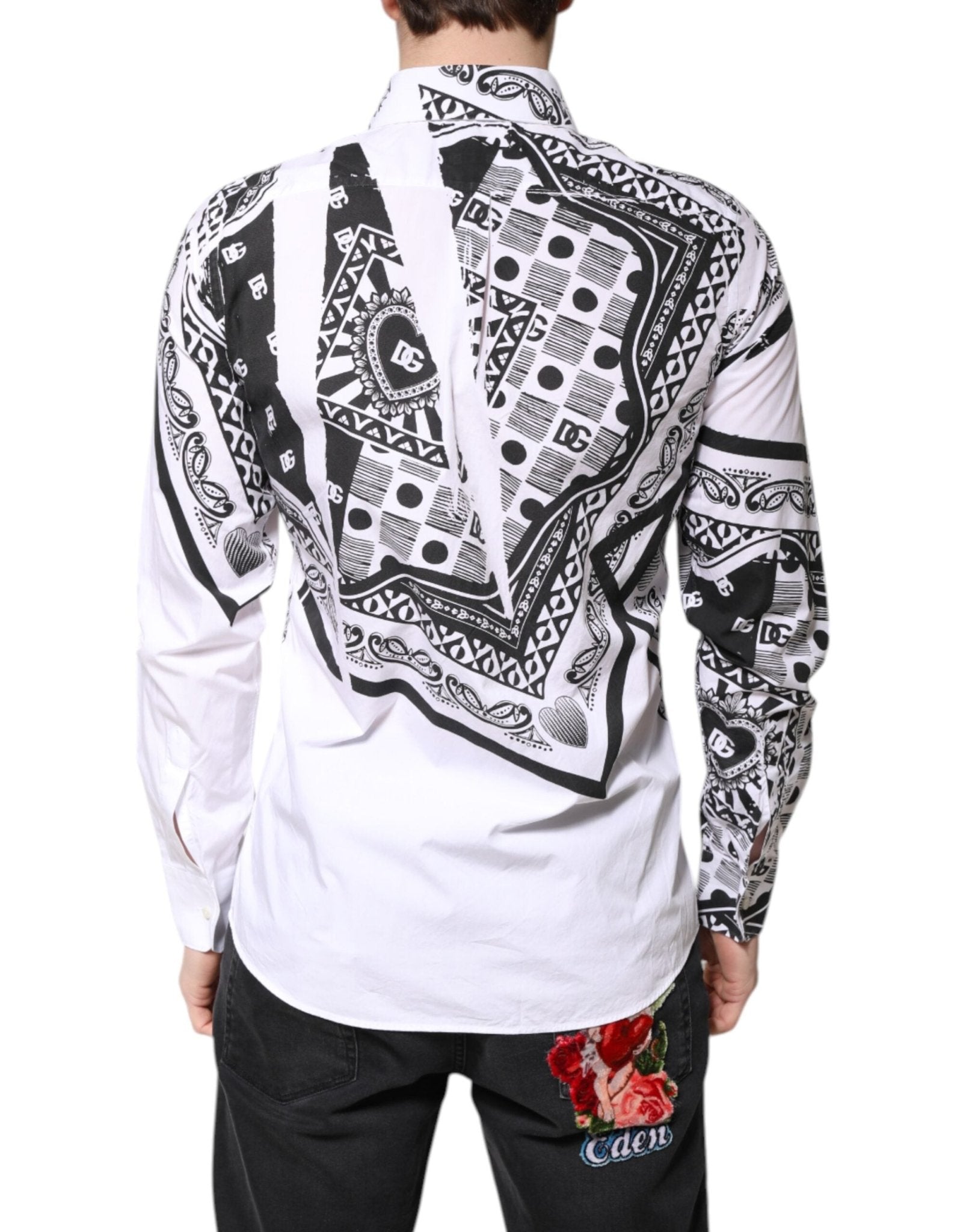 Dolce & Gabbana White Black Bandana MARTINI Men Dress Shirt - RIMODA