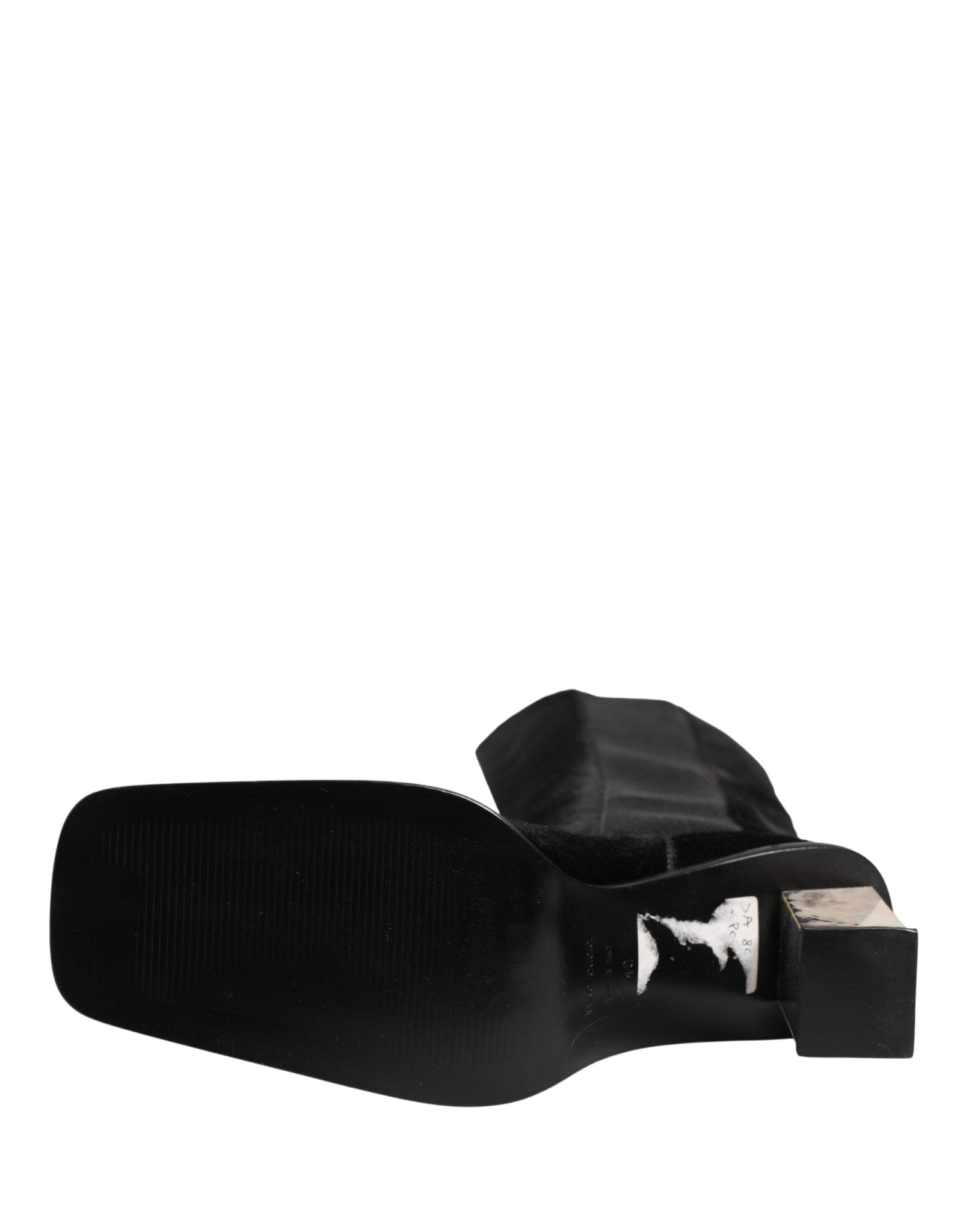 Dolce & Gabbana White Black Leather Knee High Boots Shoes - RIMODA
