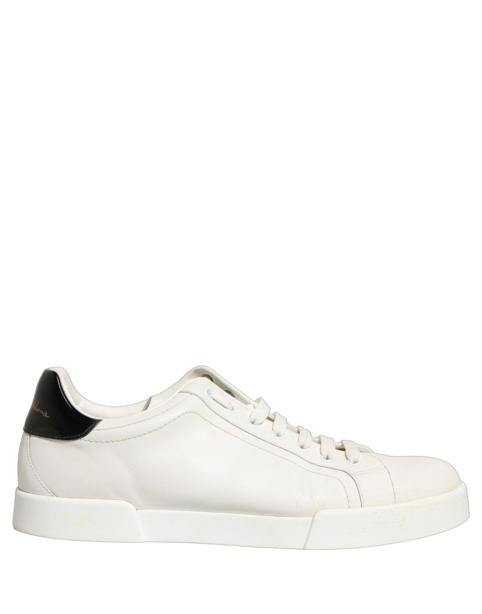 Dolce & Gabbana White Black Leather Lace Up Sneakers Shoes - RIMODA