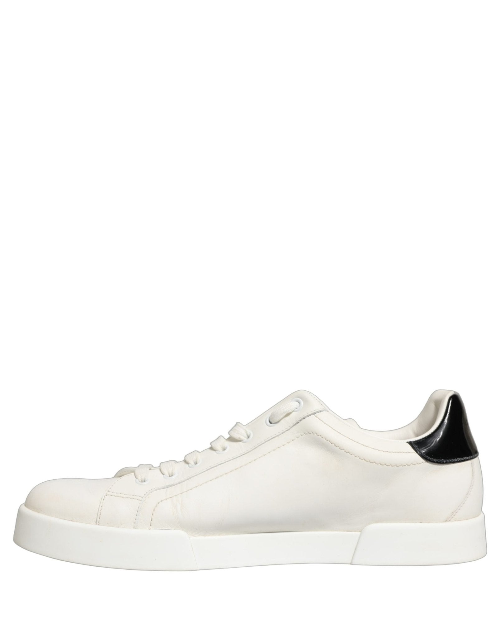 Dolce & Gabbana White Black Leather Lace Up Sneakers Shoes - RIMODA