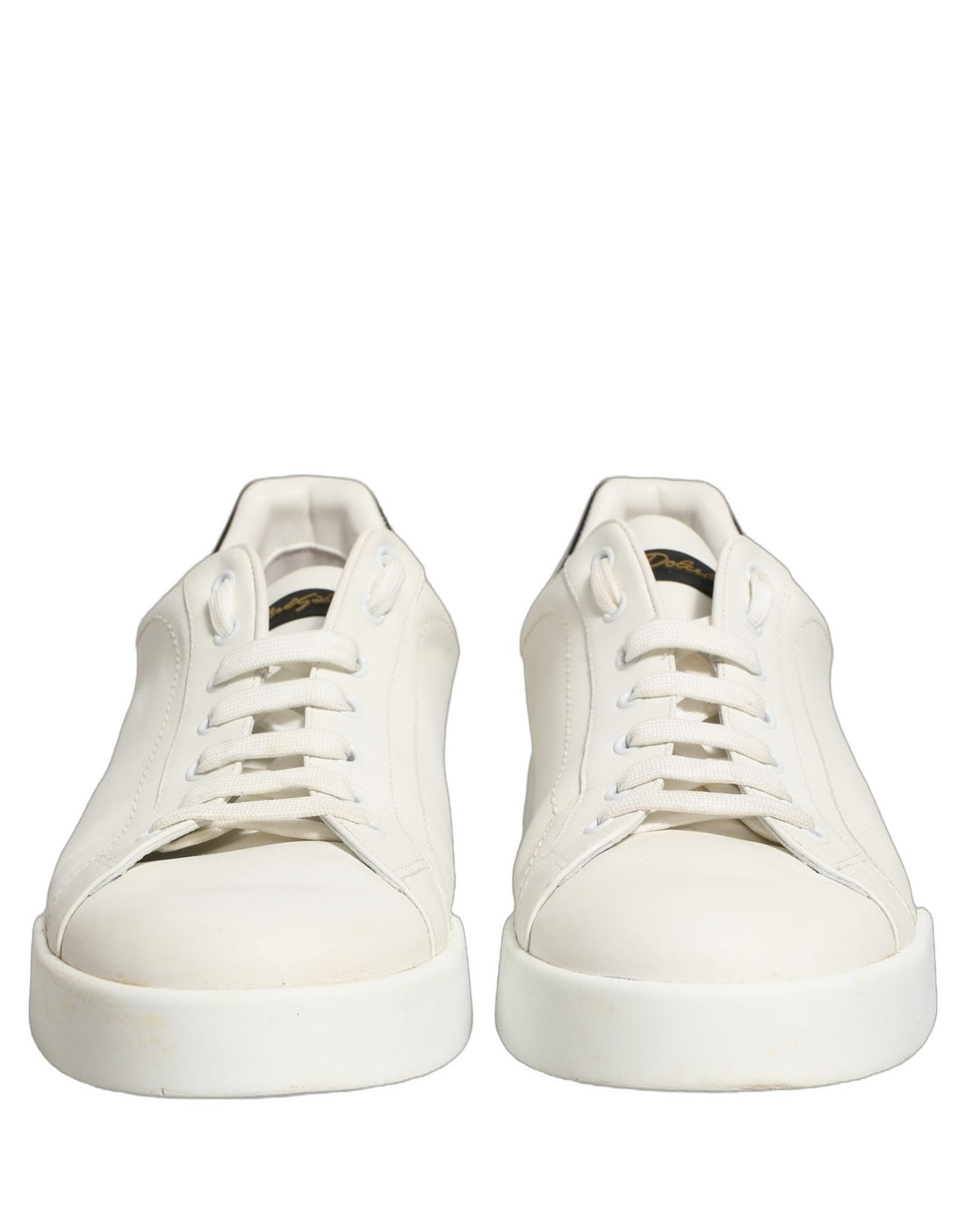 Dolce & Gabbana White Black Leather Lace Up Sneakers Shoes - RIMODA