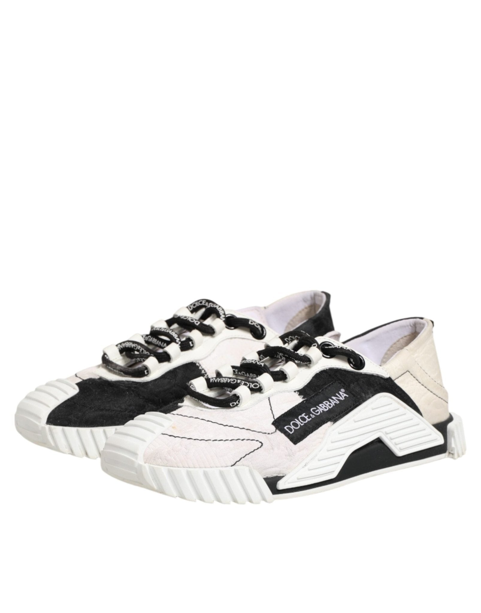 Dolce & Gabbana White Black Leather NS1 Sneaker Shoes - RIMODA