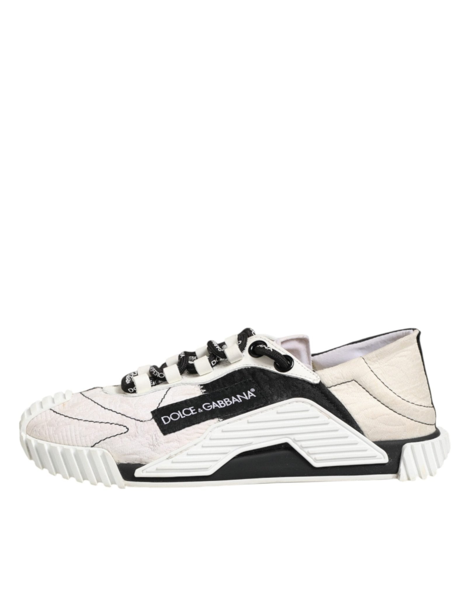 Dolce & Gabbana White Black Leather NS1 Sneaker Shoes - RIMODA