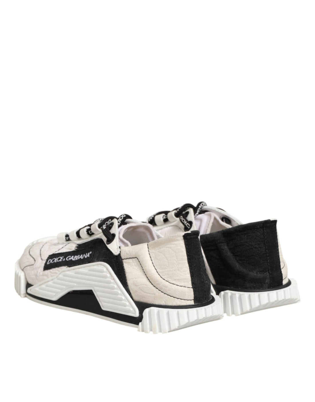 Dolce & Gabbana White Black Leather NS1 Sneaker Shoes - RIMODA