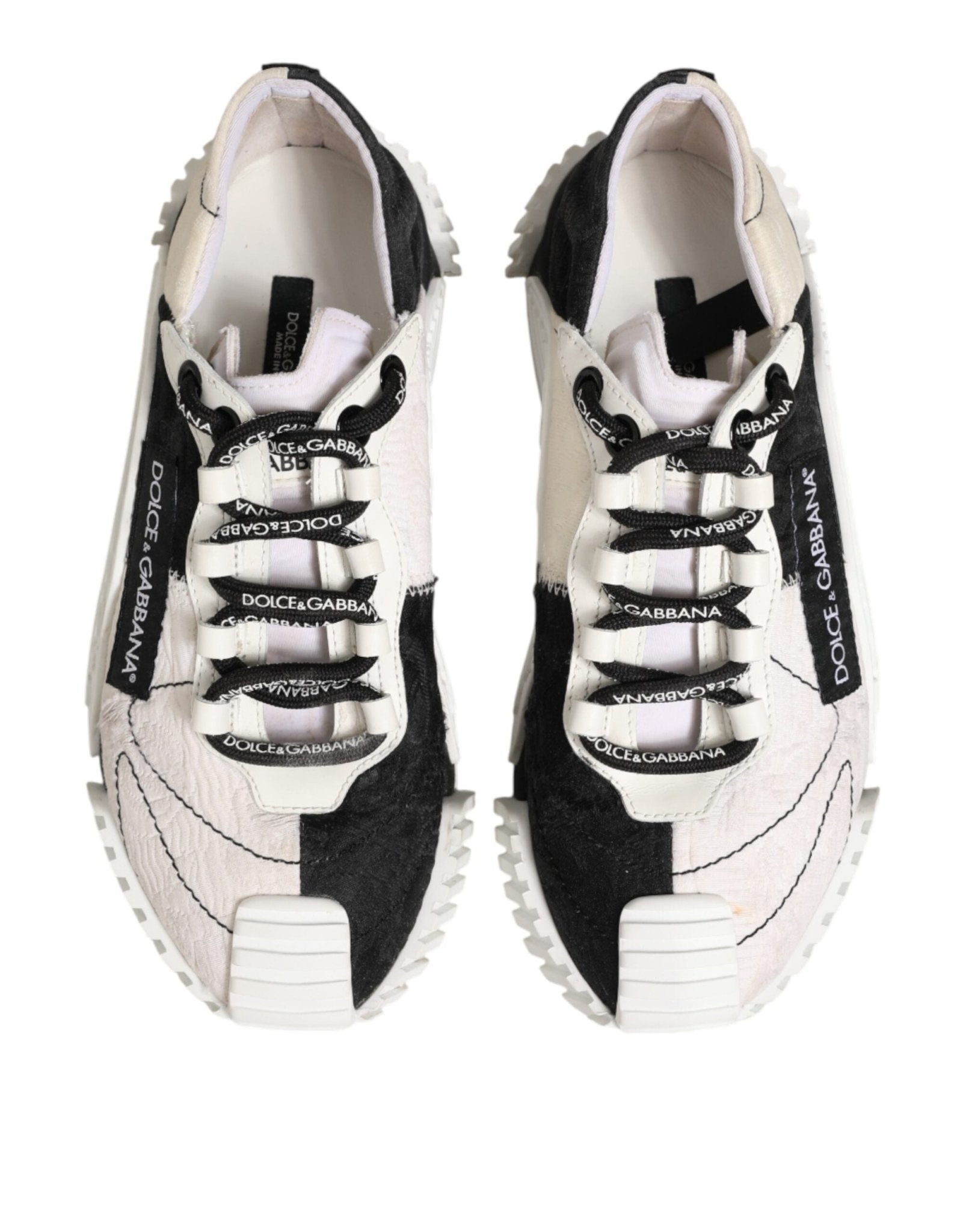 Dolce & Gabbana White Black Leather NS1 Sneaker Shoes - RIMODA