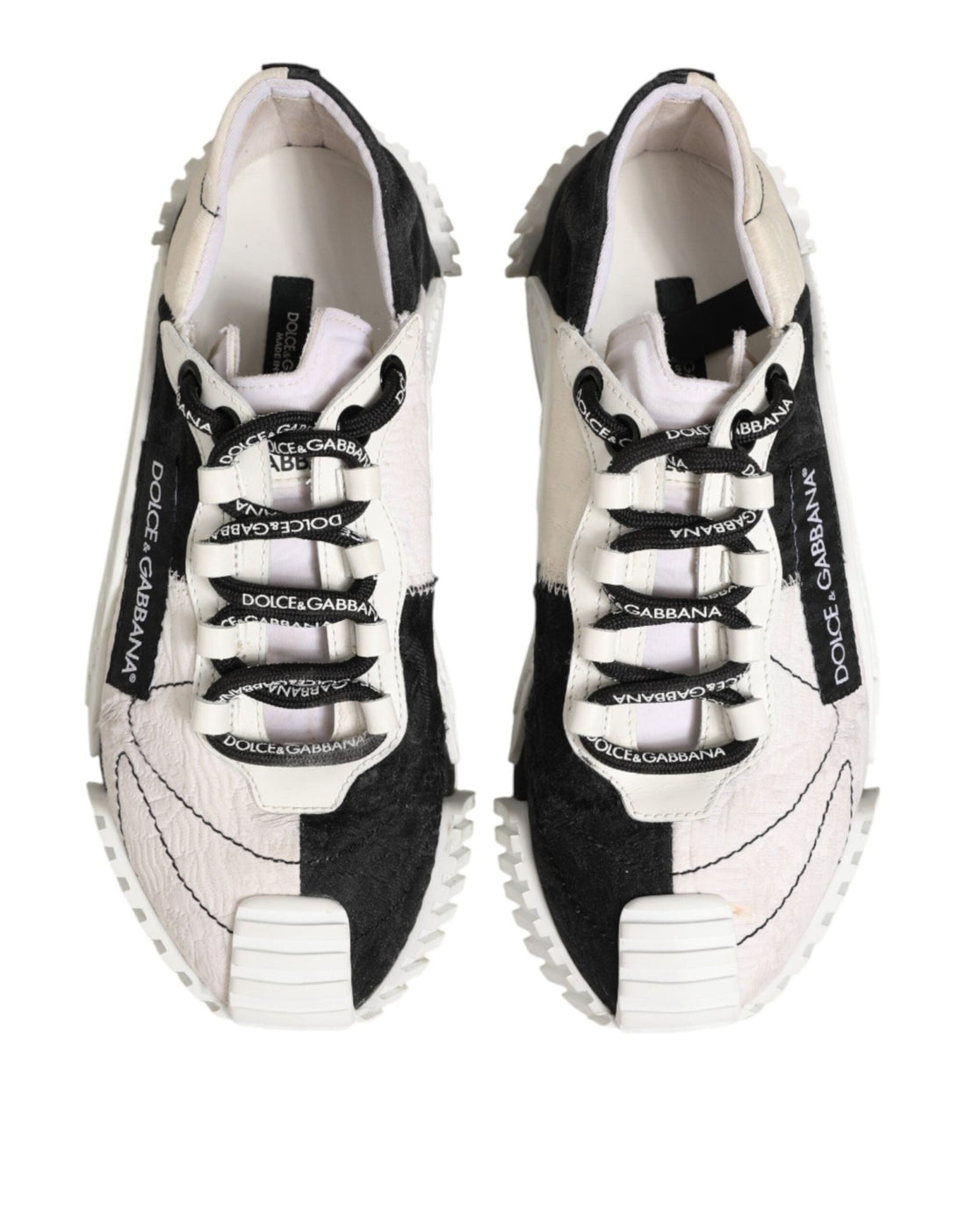 Dolce & Gabbana White Black Leather NS1 Sneaker Shoes - RIMODA