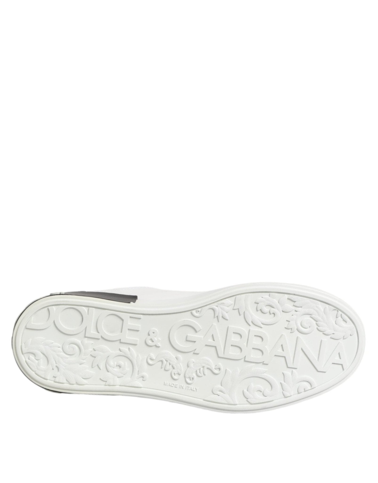 Dolce & Gabbana White Black Leather Portofino Sneaker Shoes - RIMODA