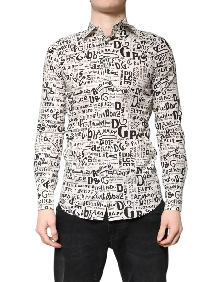 Dolce & Gabbana White Black Logo MARTINI Men Casual Shirt - RIMODA