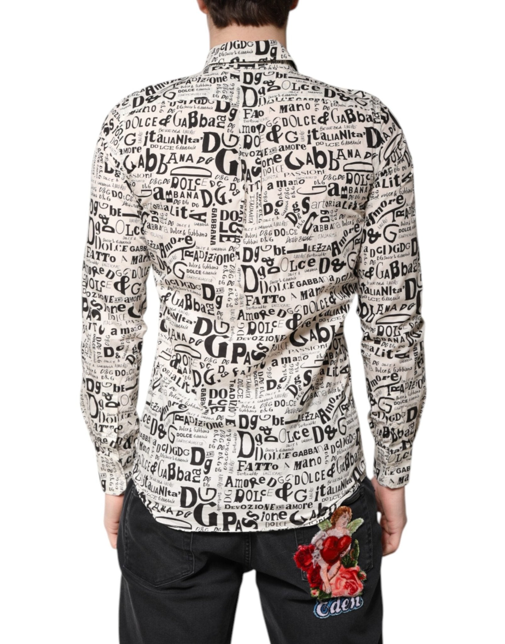 Dolce & Gabbana White Black Logo MARTINI Men Casual Shirt - RIMODA