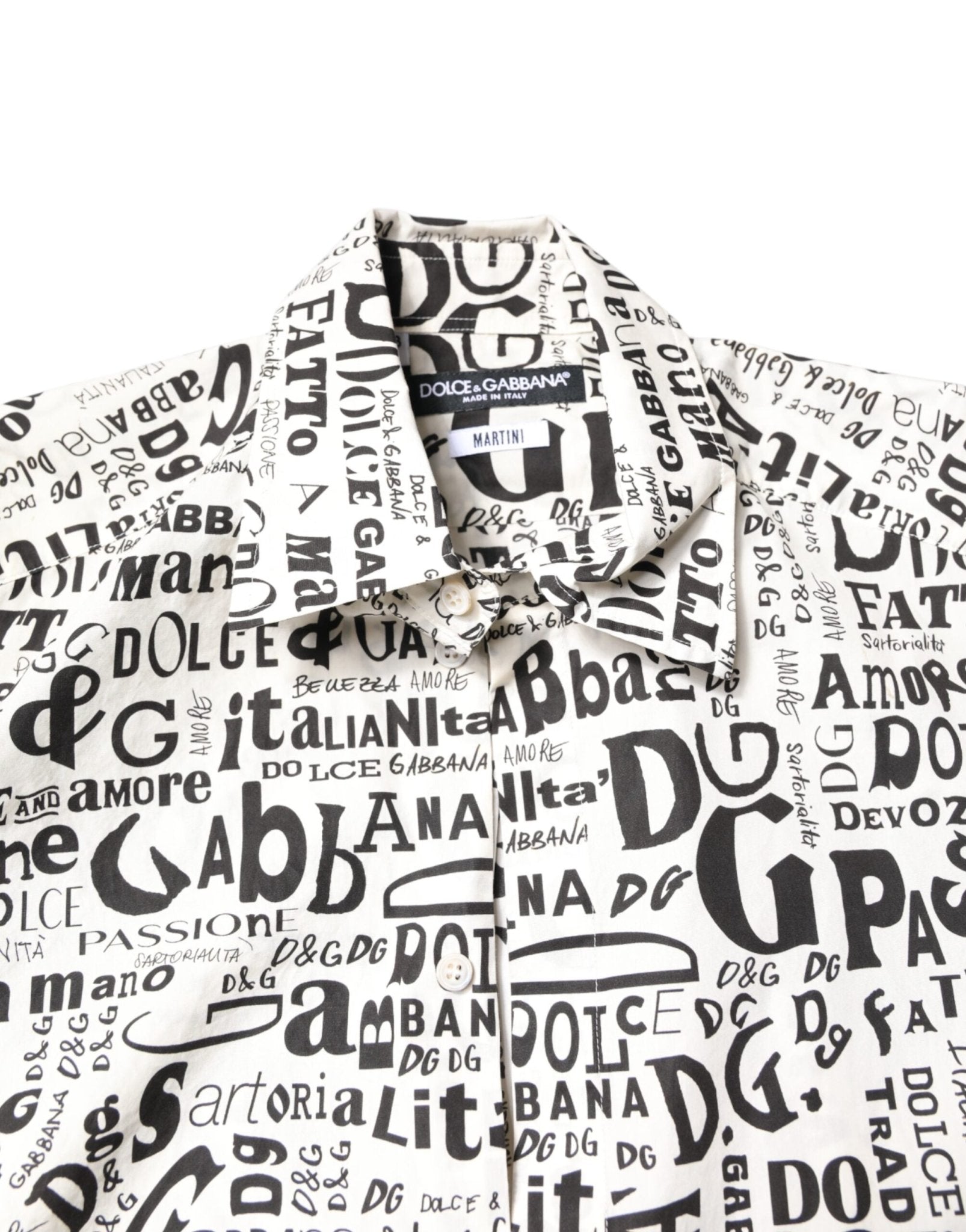 Dolce & Gabbana White Black Logo MARTINI Men Casual Shirt - RIMODA