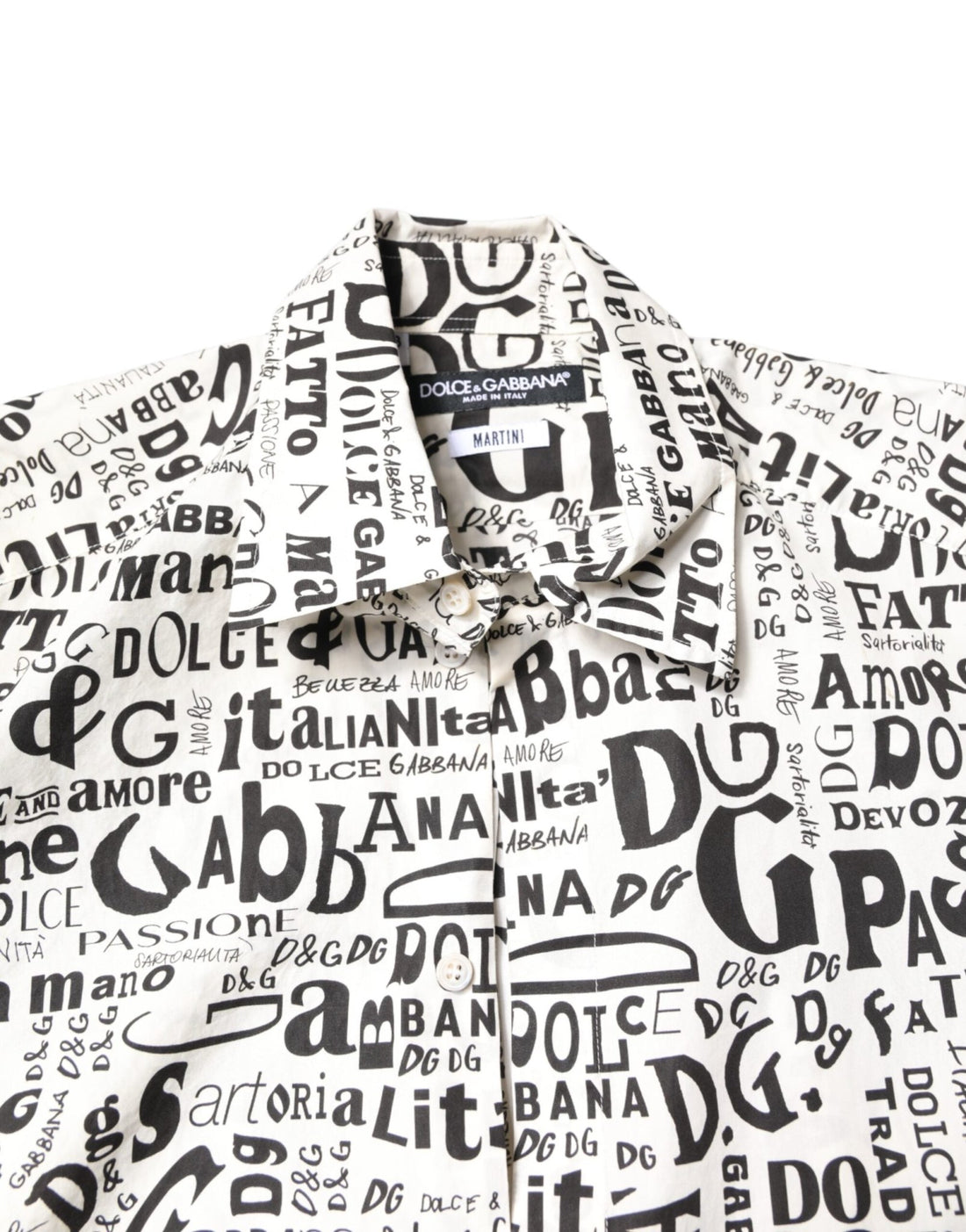 Dolce & Gabbana White Black Logo MARTINI Men Casual Shirt - RIMODA