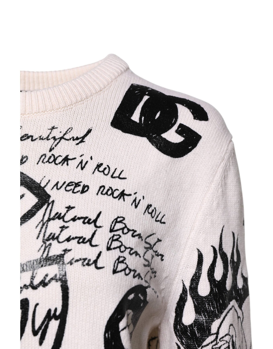 Dolce & Gabbana White Black Logo Print Women Pullover Sweater - RIMODA