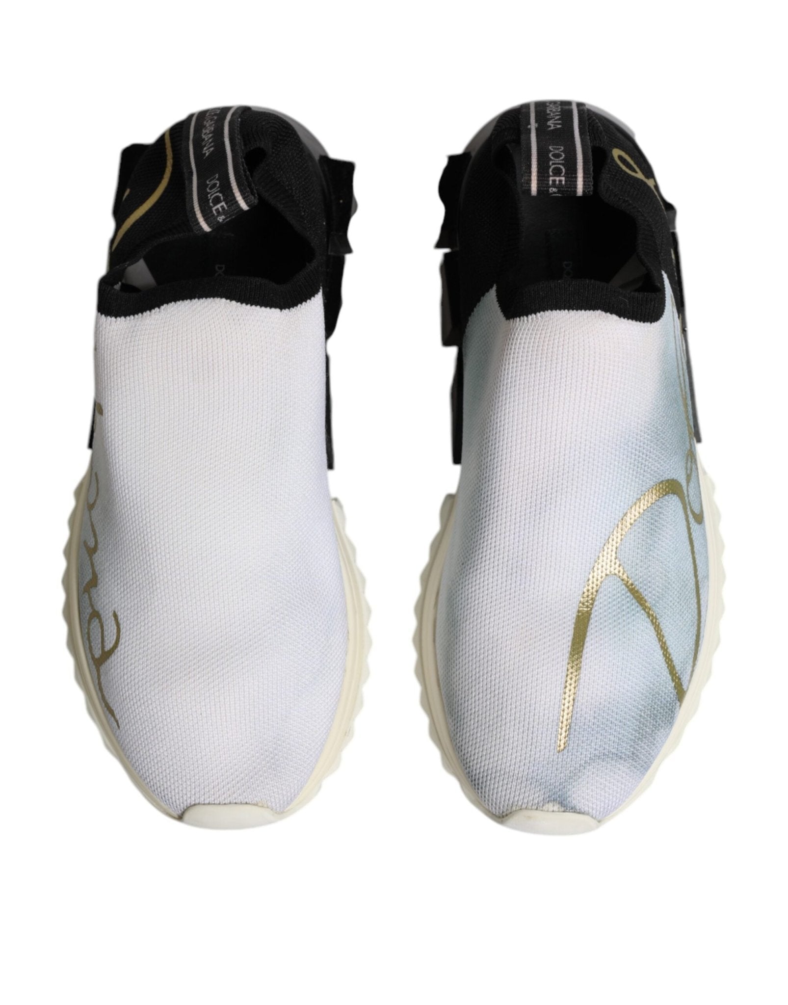 Dolce & Gabbana White Black Low Top Sorrento Sneakers Shoes - RIMODA