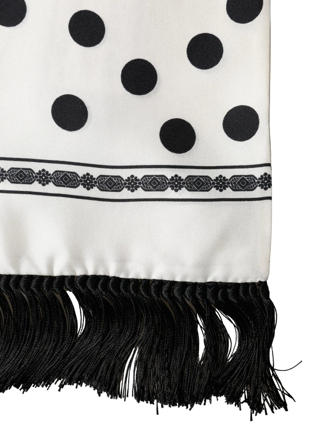 Dolce & Gabbana White Black Polka Dot Neck Wrap Foulard 165.5cmx32cm Scarf - RIMODA